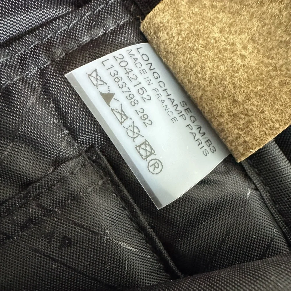 Longchamp Army Green Leather Backpack